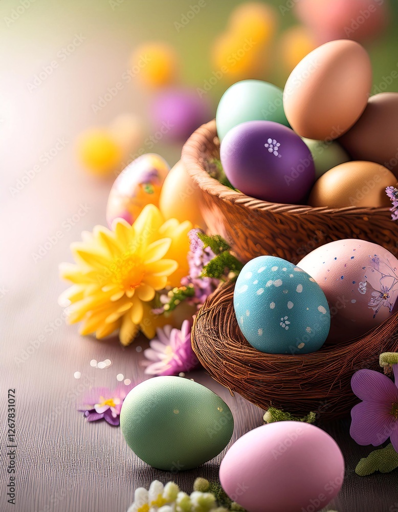 Easter celebration concept, copy space on a side Easter celebration concept, copy space on a side