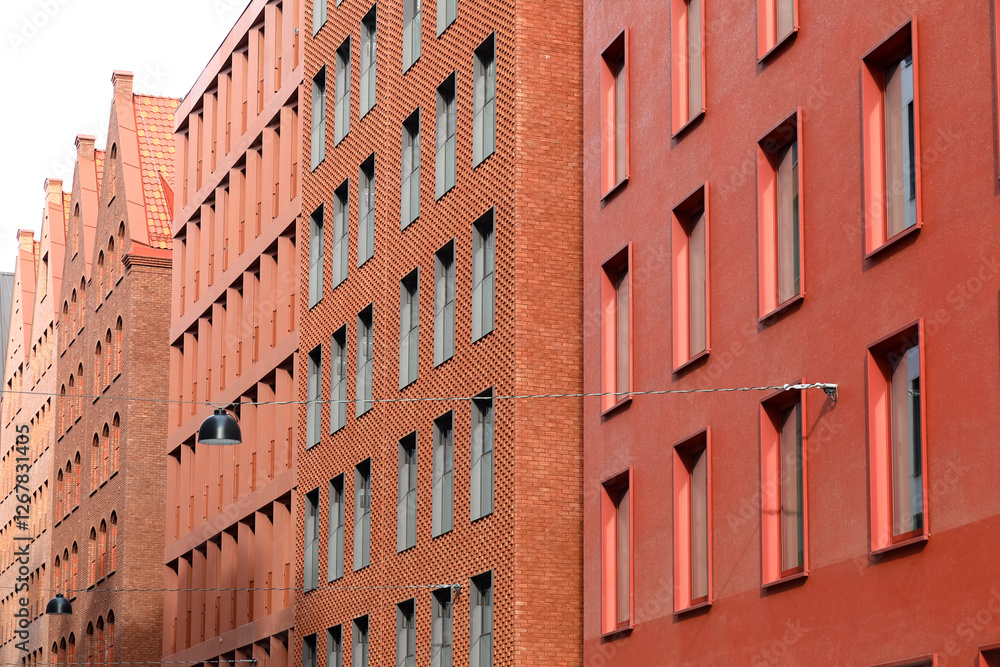 custom made wallpaper toronto digitalRed brick colour of the facades of a row of houses in Gdansk, Poland