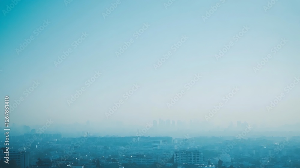 Cityscape shrouded in morning mist a hazy urban view Cityscape shrouded in morning mist a hazy urban view