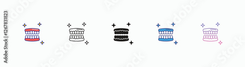 Denture icons set in different style vector stock
