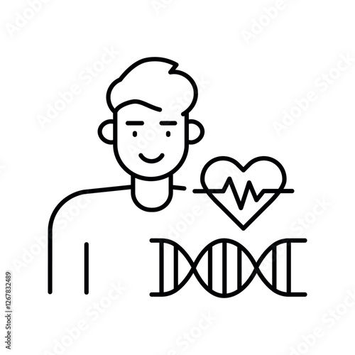 Personalized medicine black line icon.