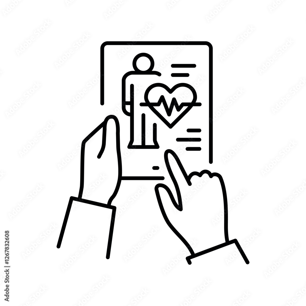 remote medical monitoring black line icon. remote medical monitoring black line icon.