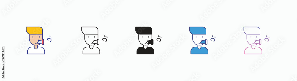 Whistle icons set in different style vector stock Whistle icons set in different style vector stock