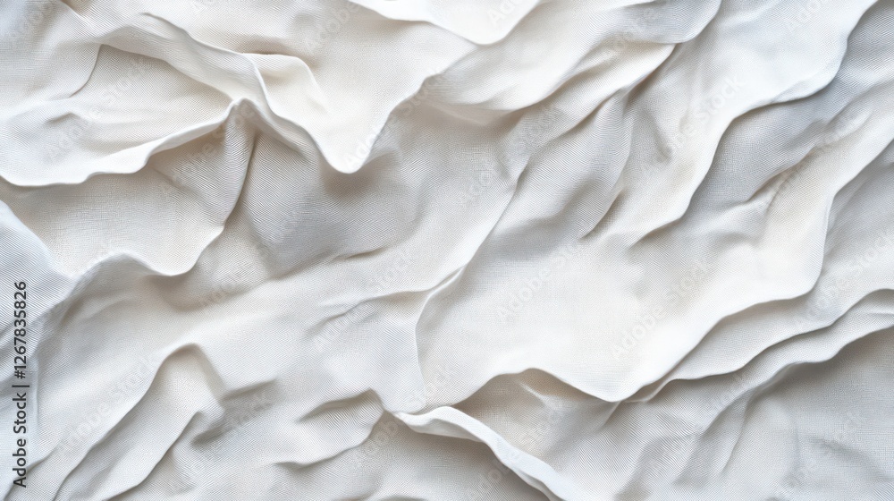 Abstract folds of textured white fabric. Background Abstract, textile design. Use For fashion, textile, design inspiration, or similar Abstract folds of textured white fabric. Background Abstract, textile design. Use For fashion, textile, design inspiration, or similar
