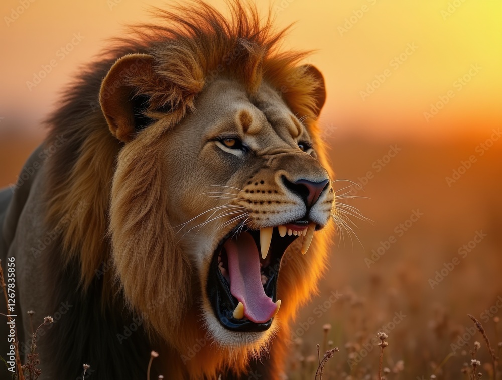 Fototapeta premium Portrait of an angry lion