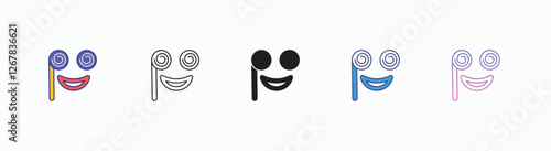 Funny props icons set in different style vector stock