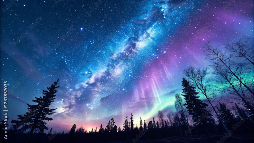 Fototapeta premium aurora over the forest