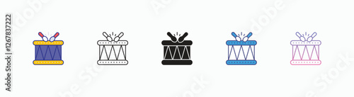 Drum Music icons set in different style vector stock