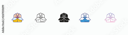 Prank Box icons set in different style vector stock