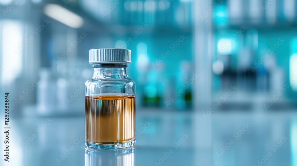 This image features an amber-colored liquid contained in a clear vial, emphasizing its importance in medicine, research, and the study of various therapeutic solutions. This image features an amber-colored liquid contained in a clear vial, emphasizing its importance in medicine, research, and the study of various therapeutic solutions.
