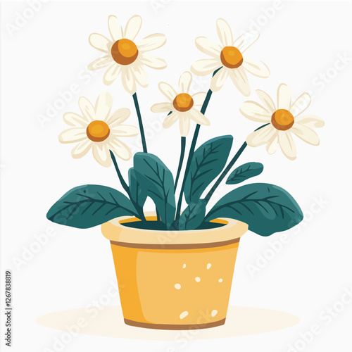 Bild auf Leinwand Illustration vector of BARBERTON DAISY Pot