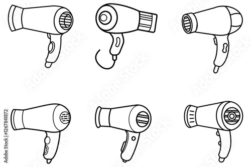 create a line art vector of hairdryer