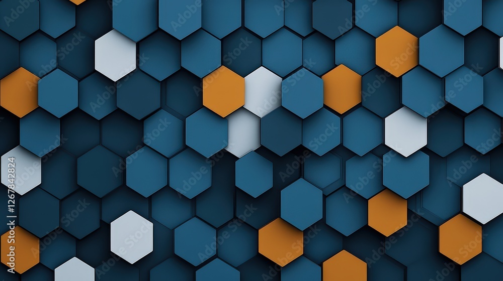 Stylish Hexagon Pattern in Blue and Orange Tones Stylish Hexagon Pattern in Blue and Orange Tones