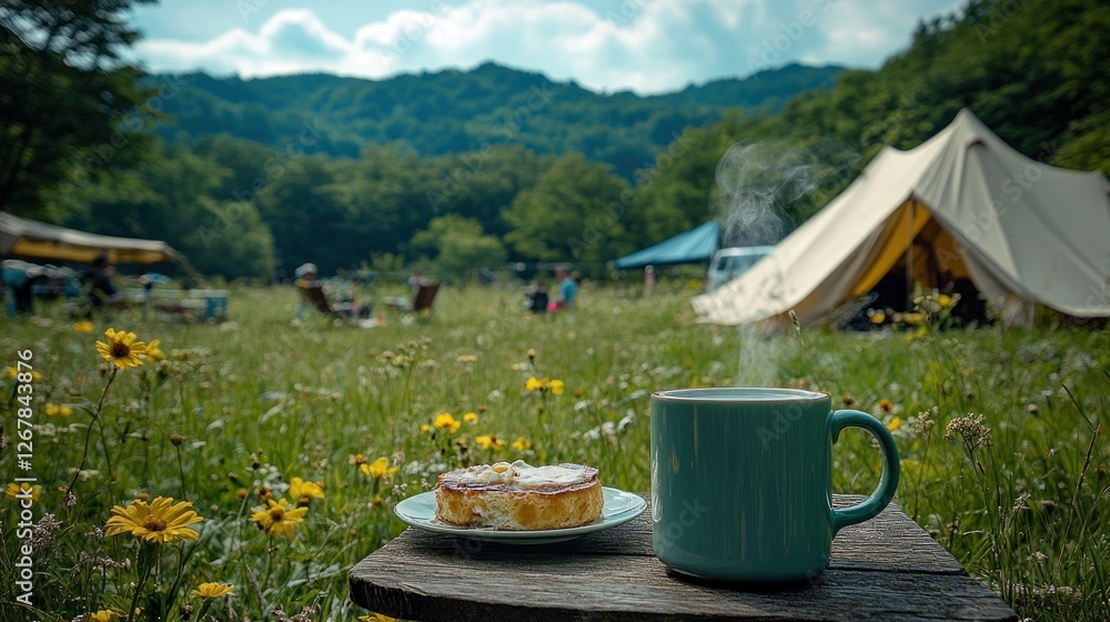 Camping Breakfast with Mountain View Camping Breakfast with Mountain View