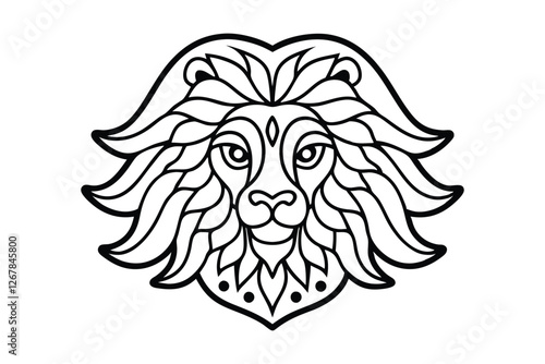 Line art design of a lion head with mandala vector illustration1.eps photo