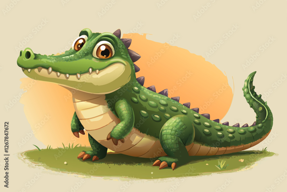 Fototapeta premium A cute cartoon crocodile