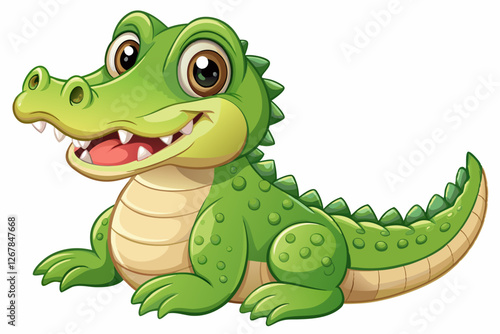 A cute cartoon  crocodile
