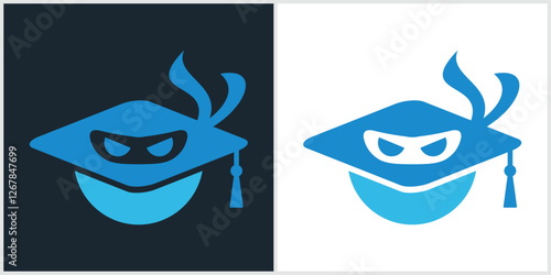 Ninja education Logo Design Vector Icon Symbol Illustrations.