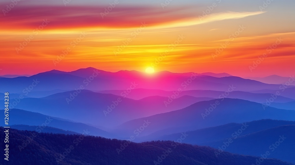 Colorful mountain sunset vista Colorful mountain sunset vista