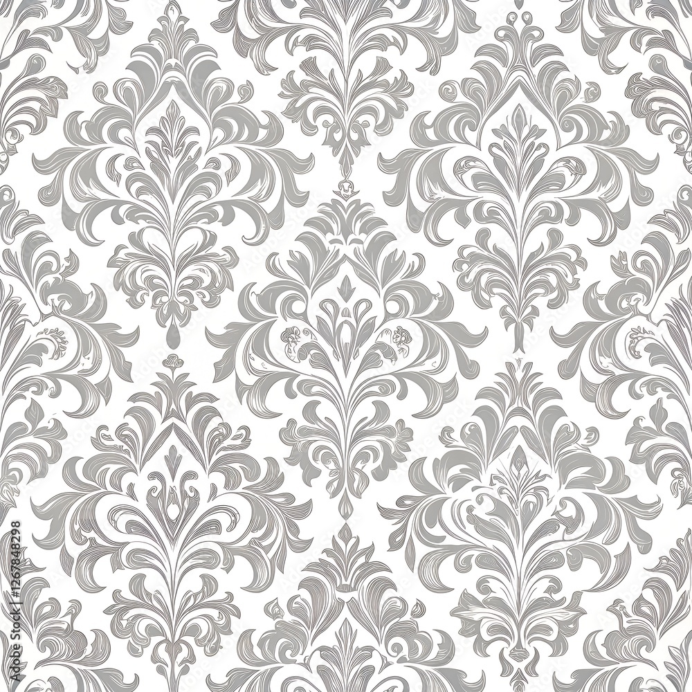Soft Gray color Damask seamless pattern element background Soft Gray color Damask seamless pattern element background