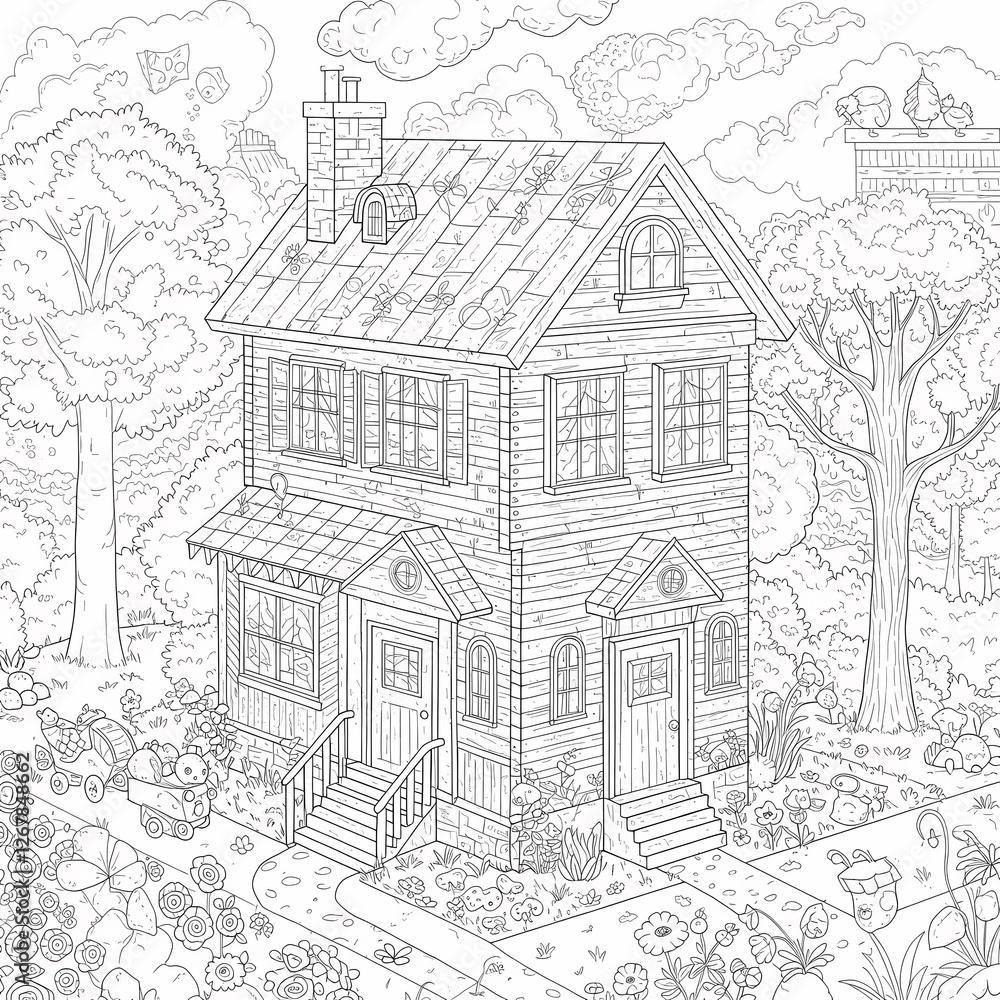 Detailed House & Home Building Design Coloring Book: Outline Sketch Doodle Illustrations with Page Drawing Elements Detailed House & Home Building Design Coloring Book: Outline Sketch Doodle Illustrations with Page Drawing Elements