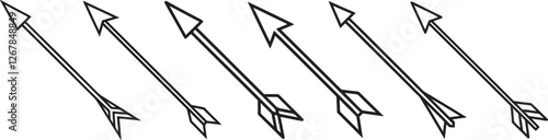set of arrows line art, black outline, vector and illustration, line art and outline