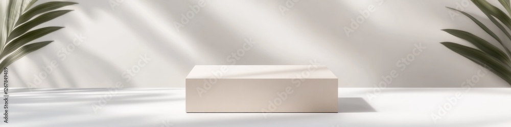 Obraz premium conceptual design of square cardboard box with matte finish placed on bright white background with soft diffused light