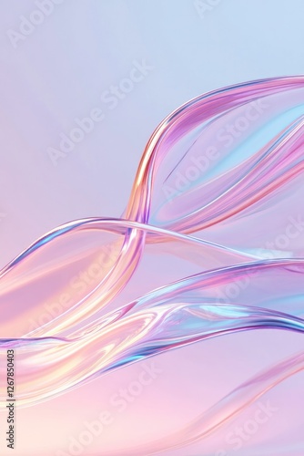 creative concept of holographic makeup applied in abstract swirls across smooth surface