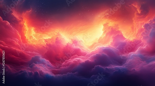 A magnificent cosmic wonder with dazzling clouds and mist
