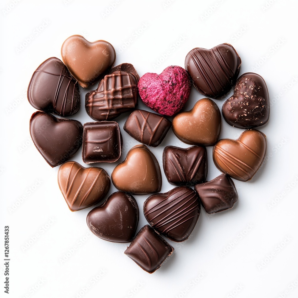 Fototapeta premium Chocolates creatively arranged in the shape of a heart