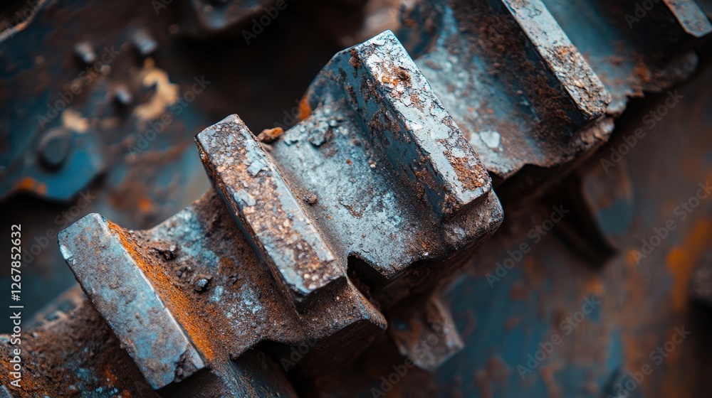 Close-up of a rusty metal gear showcasing intricate textures and colors, evoking a sense of industrial history and durability. Close-up of a rusty metal gear showcasing intricate textures and colors, evoking a sense of industrial history and durability.
