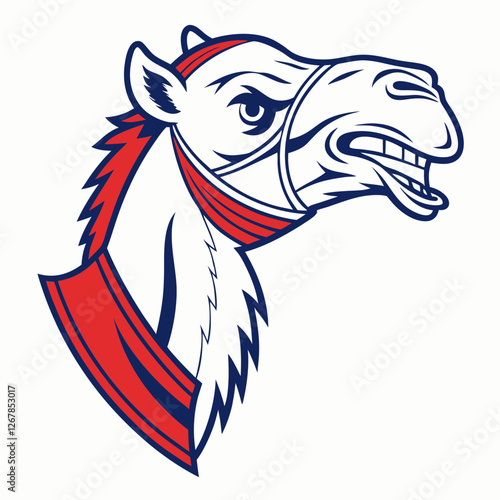 Angry Camel Head Mascot Design, Vector Illustration