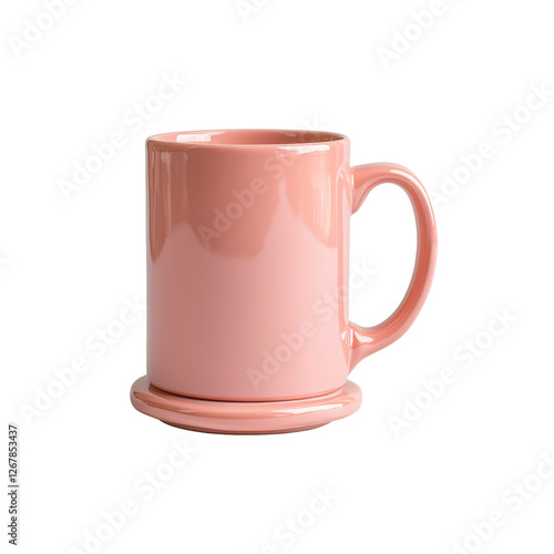 Blush Pink Ceramic Mug with Matching Coaster - Modern Minimalist Design photo