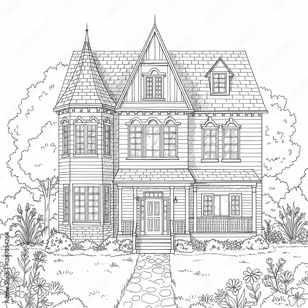 Detailed House & Home Building Design Coloring Book: Outline Sketch Doodle Illustrations with Page Drawing Elements Detailed House & Home Building Design Coloring Book: Outline Sketch Doodle Illustrations with Page Drawing Elements