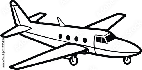 Beechcraft king air line art vector illustration