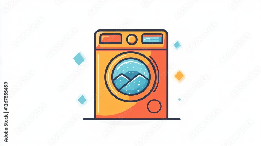 Colorful Cartoon Washing Machine Illustration Colorful Cartoon Washing Machine Illustration