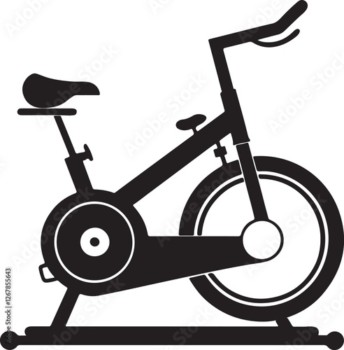 Stationary bike silhouette, black and white silhouette, vector and illustration