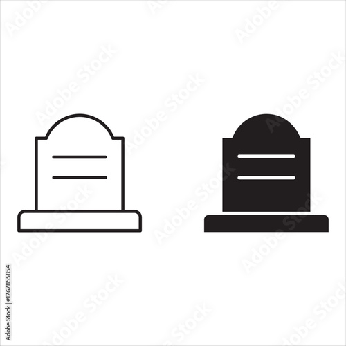 Tombstone, gravestone, headstone, funeral, death icon set.
