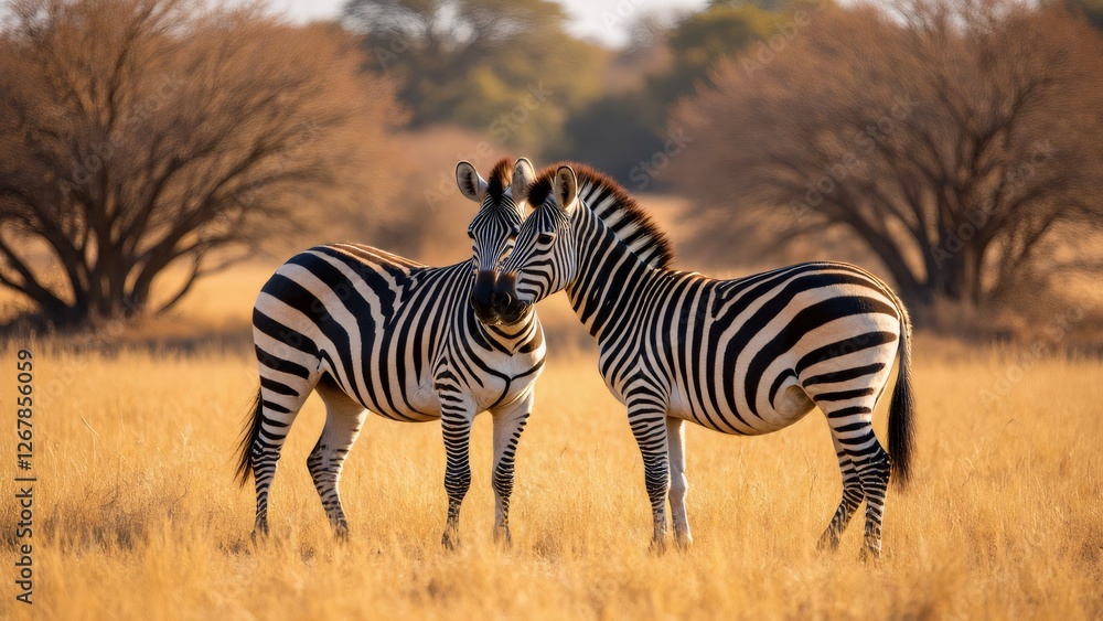 Fototapeta premium The warm moments of the Zebra couple