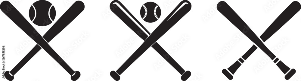custom made wallpaper toronto digitalset of crossed baseball bat silhouette, black and white silhouette, vector and illustration