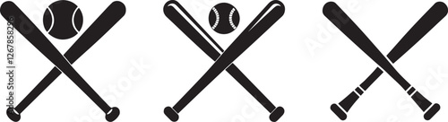 Wallpaper Mural set of crossed baseball bat silhouette, black and white silhouette, vector and illustration Torontodigital.ca