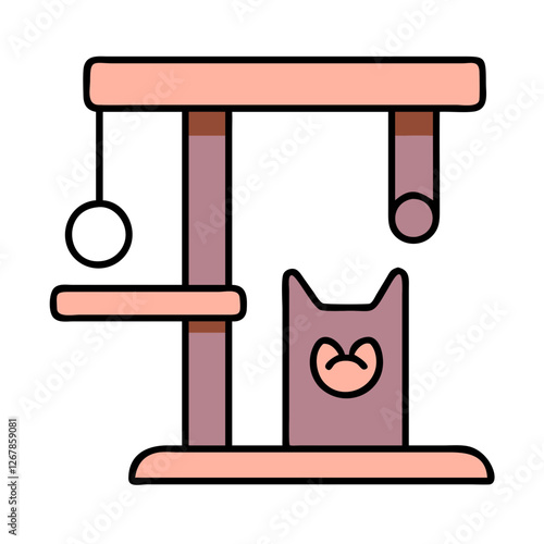 Cat scratching post icon with playful design, pet care concept