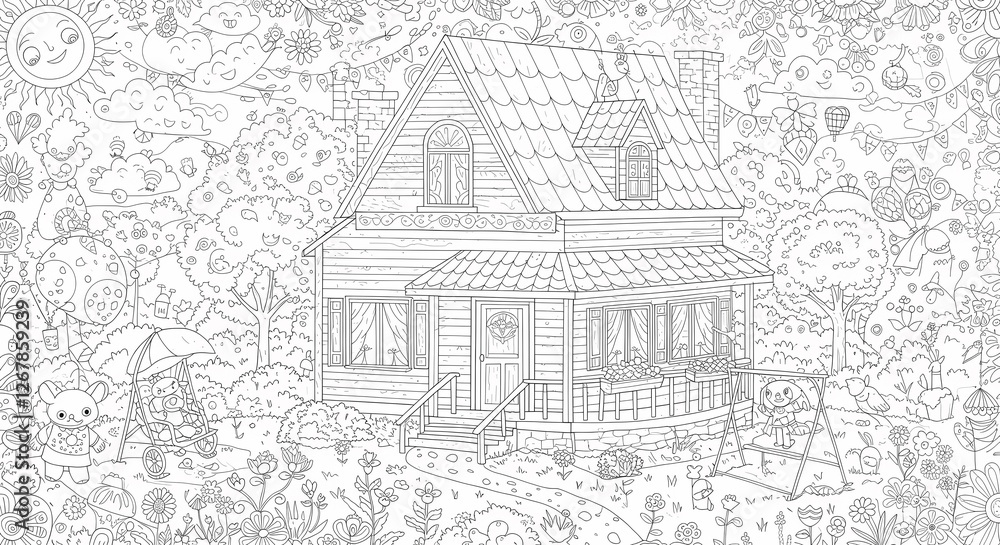Detailed House & Home Building Design Coloring Book: Outline Sketch Doodle Illustrations with Page Drawing Elements Detailed House & Home Building Design Coloring Book: Outline Sketch Doodle Illustrations with Page Drawing Elements
