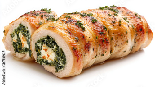 Gourmet chicken roulade with spinach and cheese filling for culinary inspiration