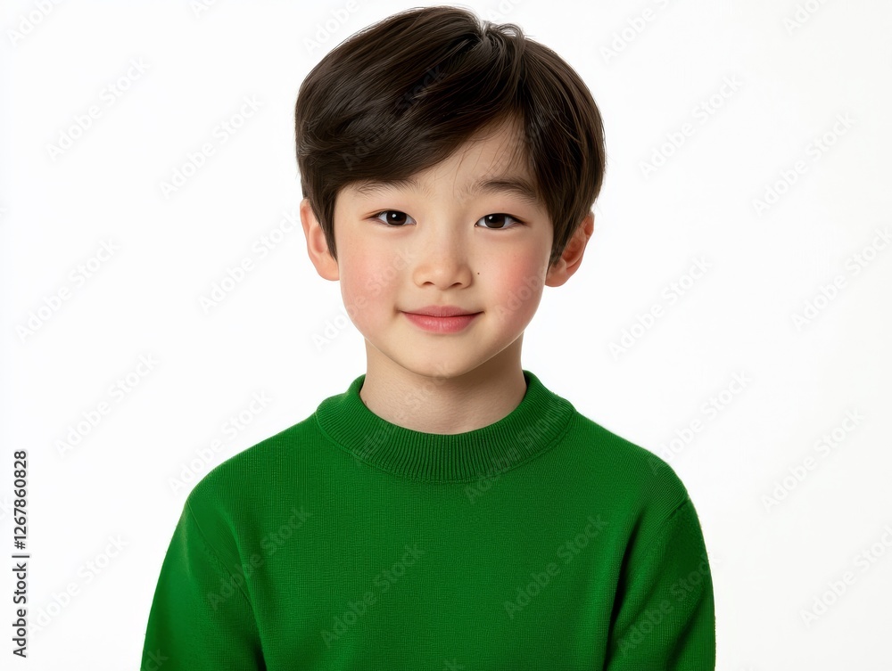 Charming young boy in a vibrant green sweater, heartwarming portrait of childhood innocence and cozy comfort. Charming young boy in a vibrant green sweater, heartwarming portrait of childhood innocence and cozy comfort.