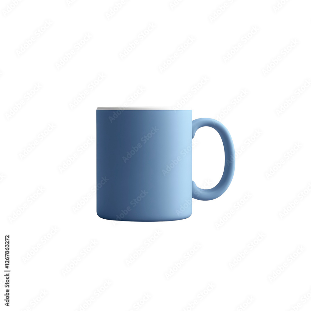 Simple Blue Mug with White Rim - Blank Template for Mockups and Designs Simple Blue Mug with White Rim - Blank Template for Mockups and Designs