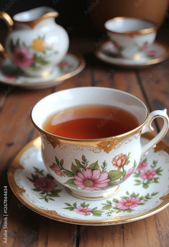 English tea in a bone china cup English tea in a bone china cup