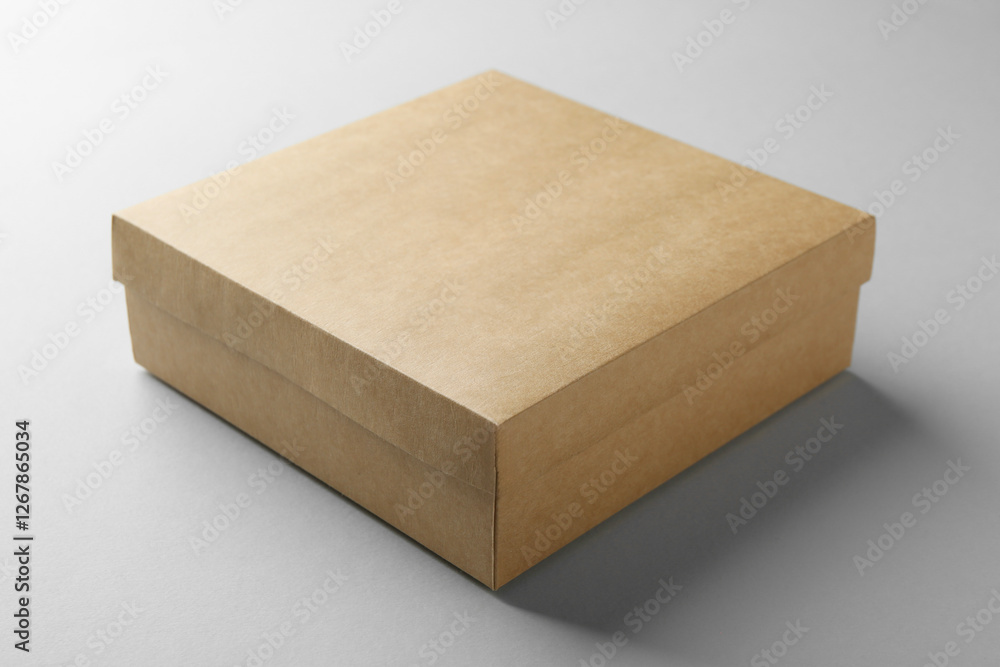 One blank cardboard box on white background. Mockup for design One blank cardboard box on white background. Mockup for design