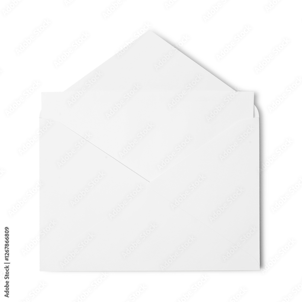 Envelope isolated on white, top view. Mockup for design Envelope isolated on white, top view. Mockup for design