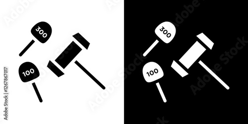 Auction icons vectors set in solid style.